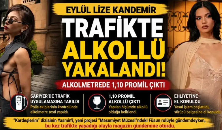 Eylül Lize Kandemir trafik çevirmesinde yakalandı! 1,10 promil sonrası ehliyet şoku